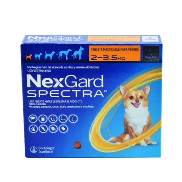 Antipulgas y desparasitante para perros Nexgard Spectra entre 2 - 3.5 Kg