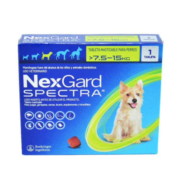 Antipulgas y desparasitante para perros Nexgard Spectra entre 7.5 - 15 Kg