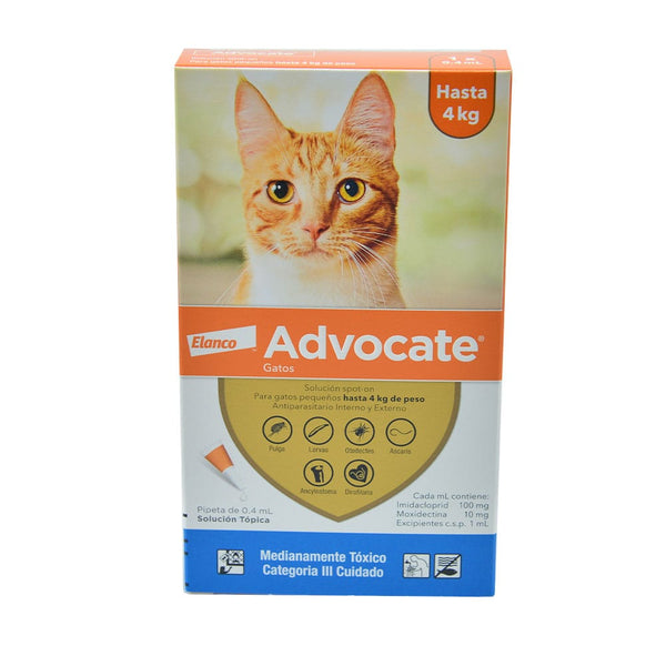 Antipulgas y desparasitante gatos Advocate Hasta 4 Kg