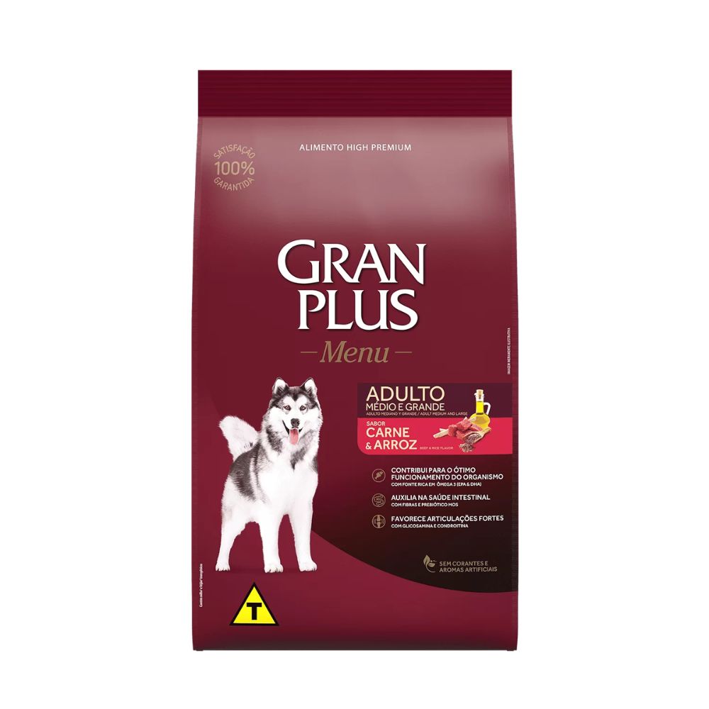 Alimento Seco Para Perro Gran Plus Medianos y Grandes Sabor Carne y Arroz 3 kg