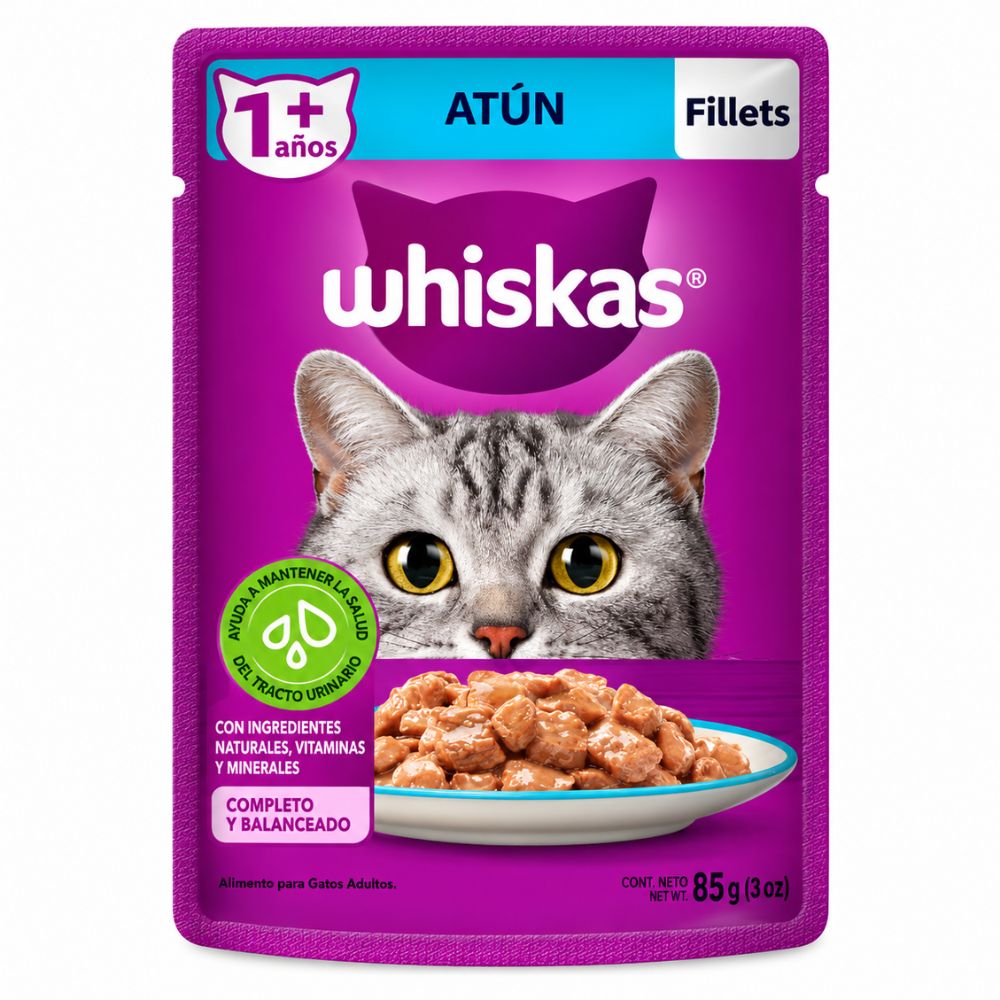 Alimento Húmedo Para Gato Adulto Whiskas Atún 85 Gr