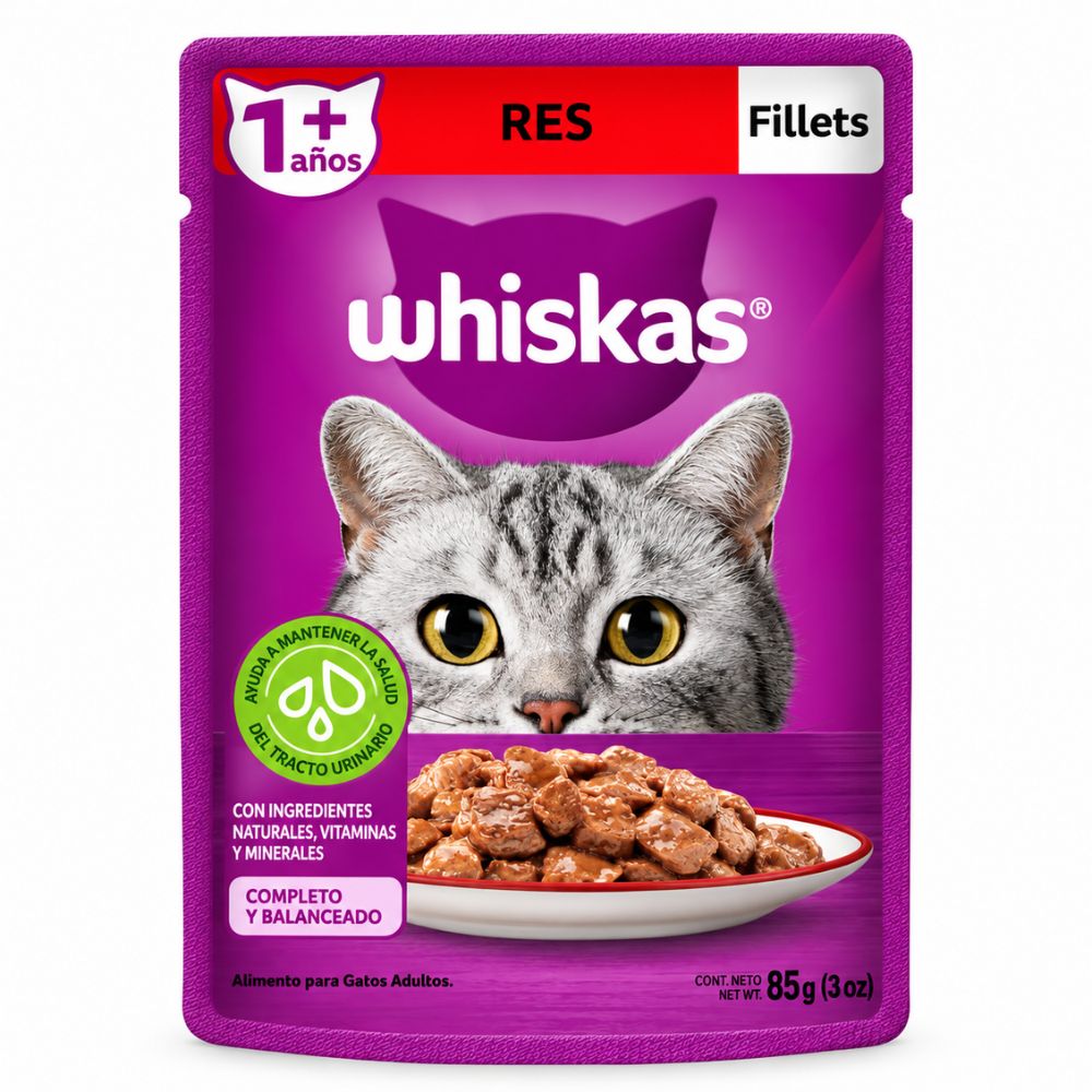 Alimento Húmedo Para Gato Adulto Whiskas Carne 85 Gr
