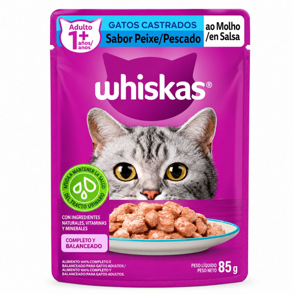 Alimento Húmedo Para Gato Adulto Castrado Whiskas Atún 85 Gr