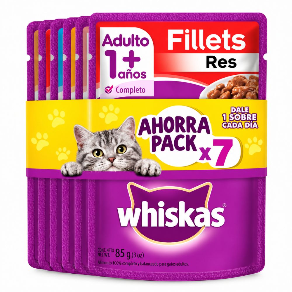 Alimento Húmedo Para Gato Adulto Whiskas Pollo Pack *7 Unidades