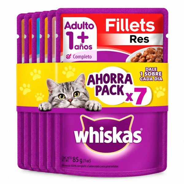 Alimento Húmedo Para Gato Adulto Whiskas Pollo Pack *7 Unidades