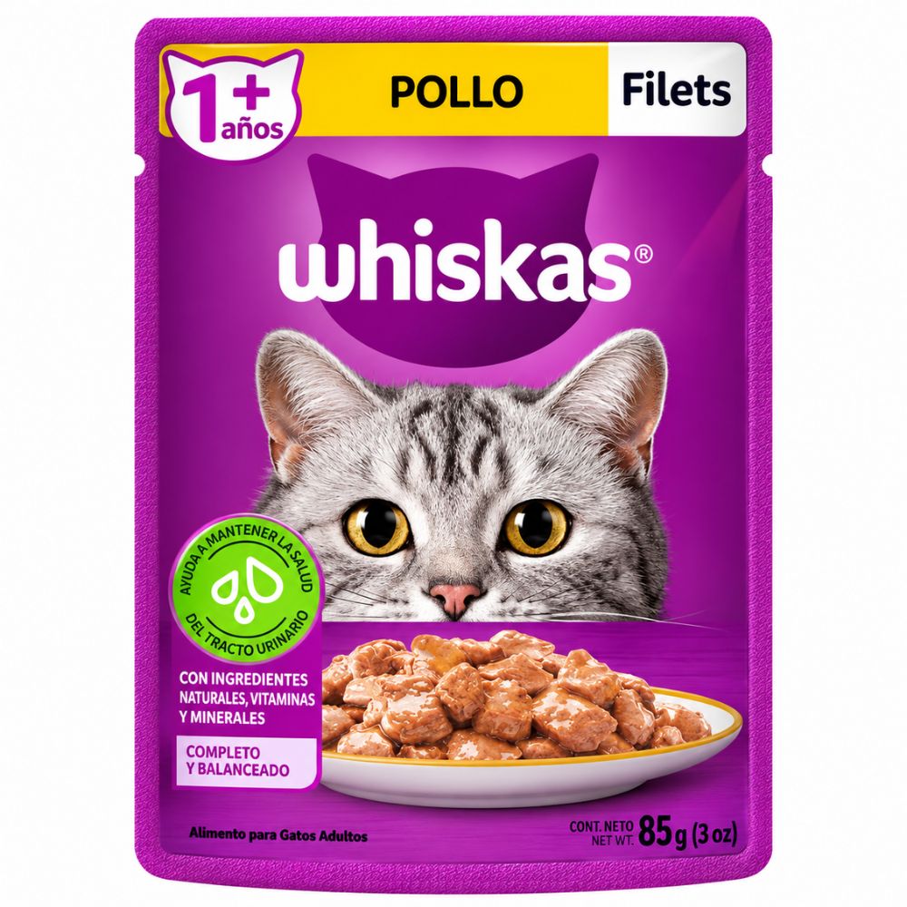 Alimento Húmedo Para Gato Adultos Pollo Whiskas 85 Gr