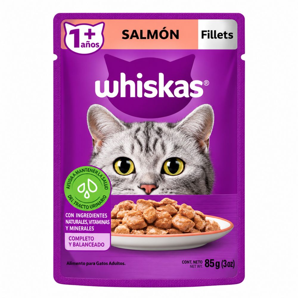 Alimento Húmedo Para Gato Adulto Salmón Whiskas 85 Gr