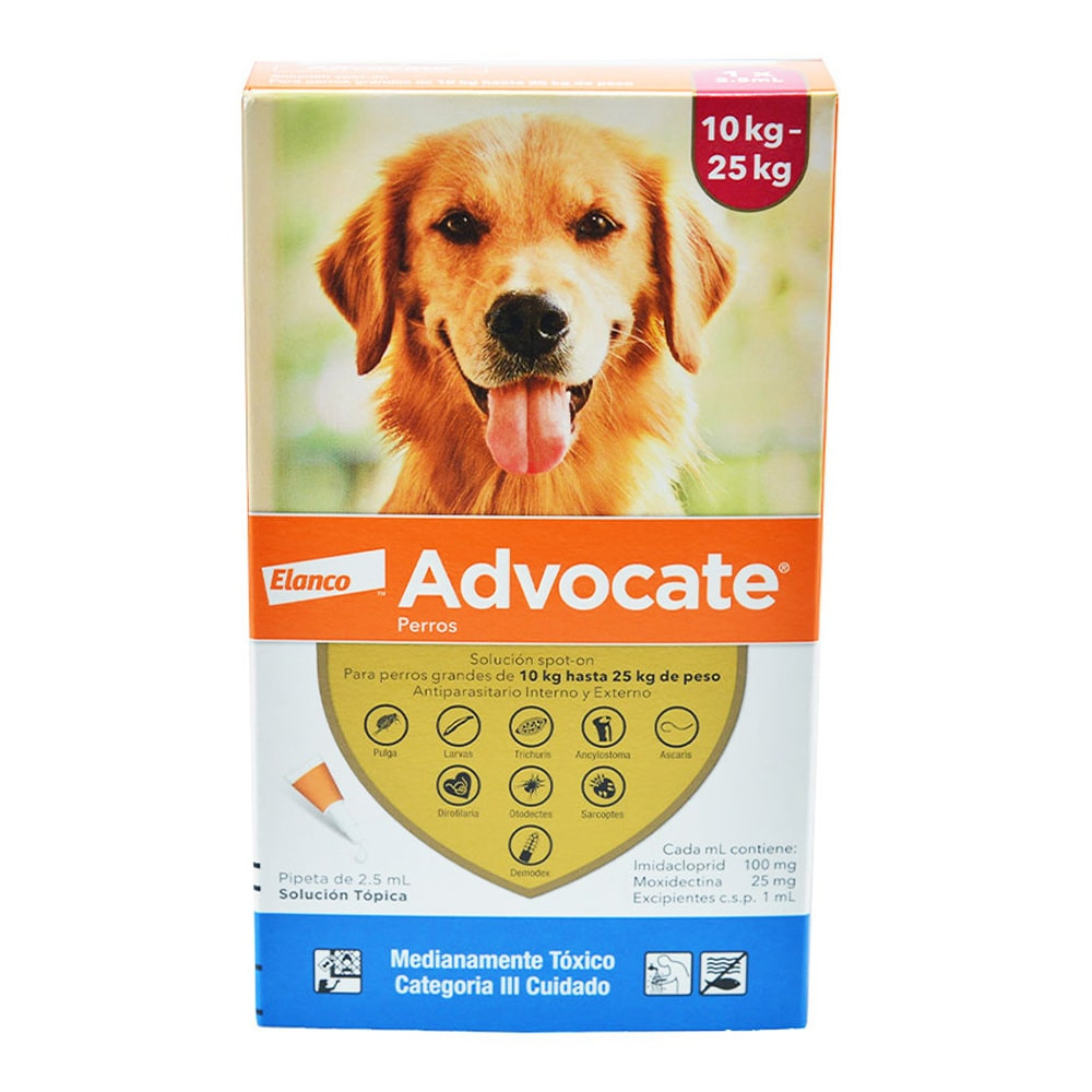 Antipulgas y desparasitante para perros Advocate entre 10 - 25 Kg
