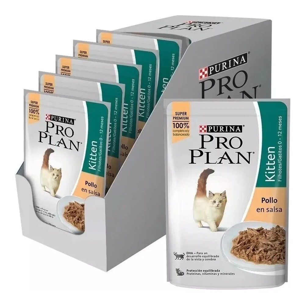 Alimento húmedo para gatitos Pro Plan Kitten pollo 85 gr Caja * 15 Unidades