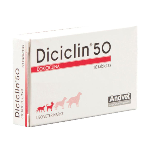 Antibiótico Para Perros Y Gatos Diciclin 50mg Caja x 10