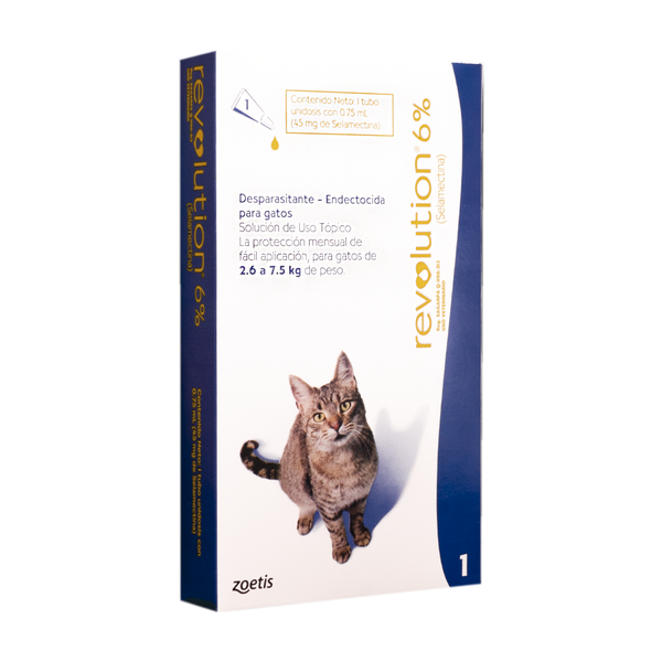 Antiparasitario Revolution Gato 6% 0,75ml (2,6 a 7,5 Kg)