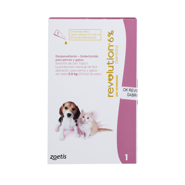 Antiparasitario Revolution Perro y Gato 6% 0,25ml (Hasta 2,5 Kg)
