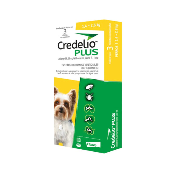 Antipulgas y desparasitante para perros Credelio Plus 1.4-2.8 Kg