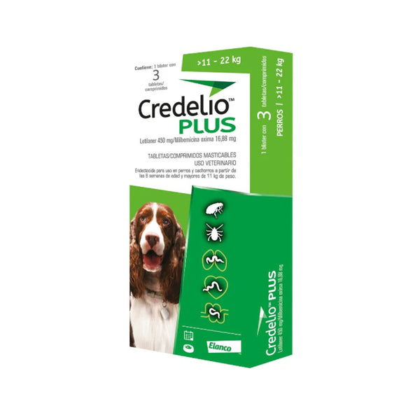 Antipulgas y desparasitante para perros Credelio Plus 11-22 Kg