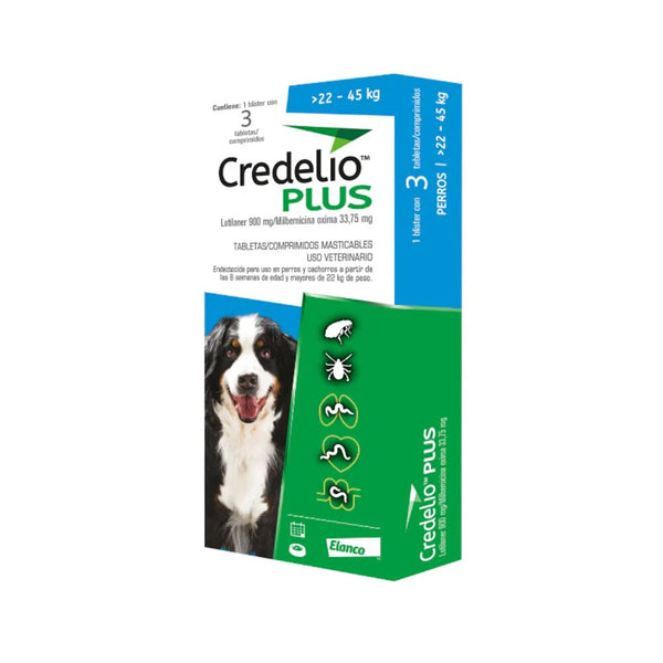 Antipulgas y desparasitante para perros Credelio Plus 22-45 Kg