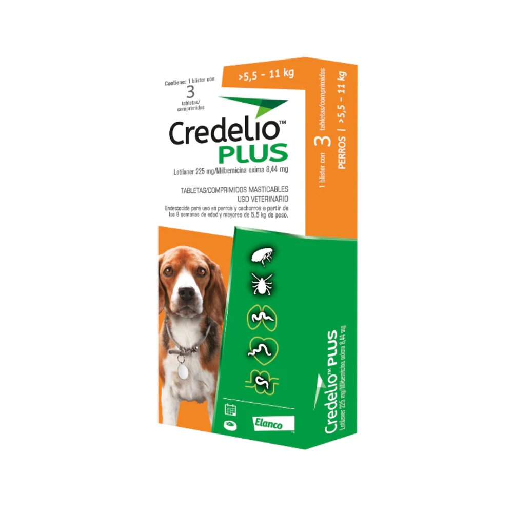 Antipulgas y desparasitante para perros Credelio Plus 5.5-11 Kg