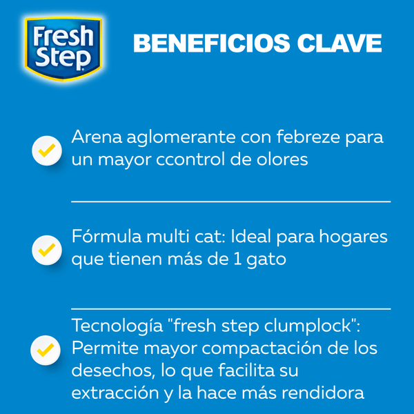 Arena para gato Fresh Step Multi Cat Aglomerante con Febreze