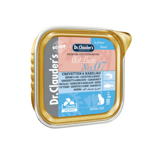 Alimento húmedo para gatos Dr Clauder's Gambas y Bacalao Crevetten & Kaveljau 100gr