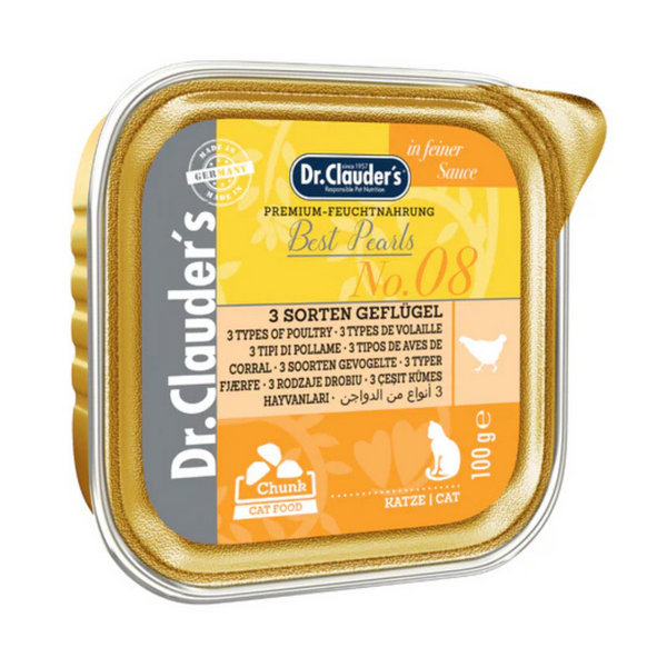 Alimento húmedo para gatos Dr Clauder's Aves de Corral 3 Sorten Geflügel 100gr