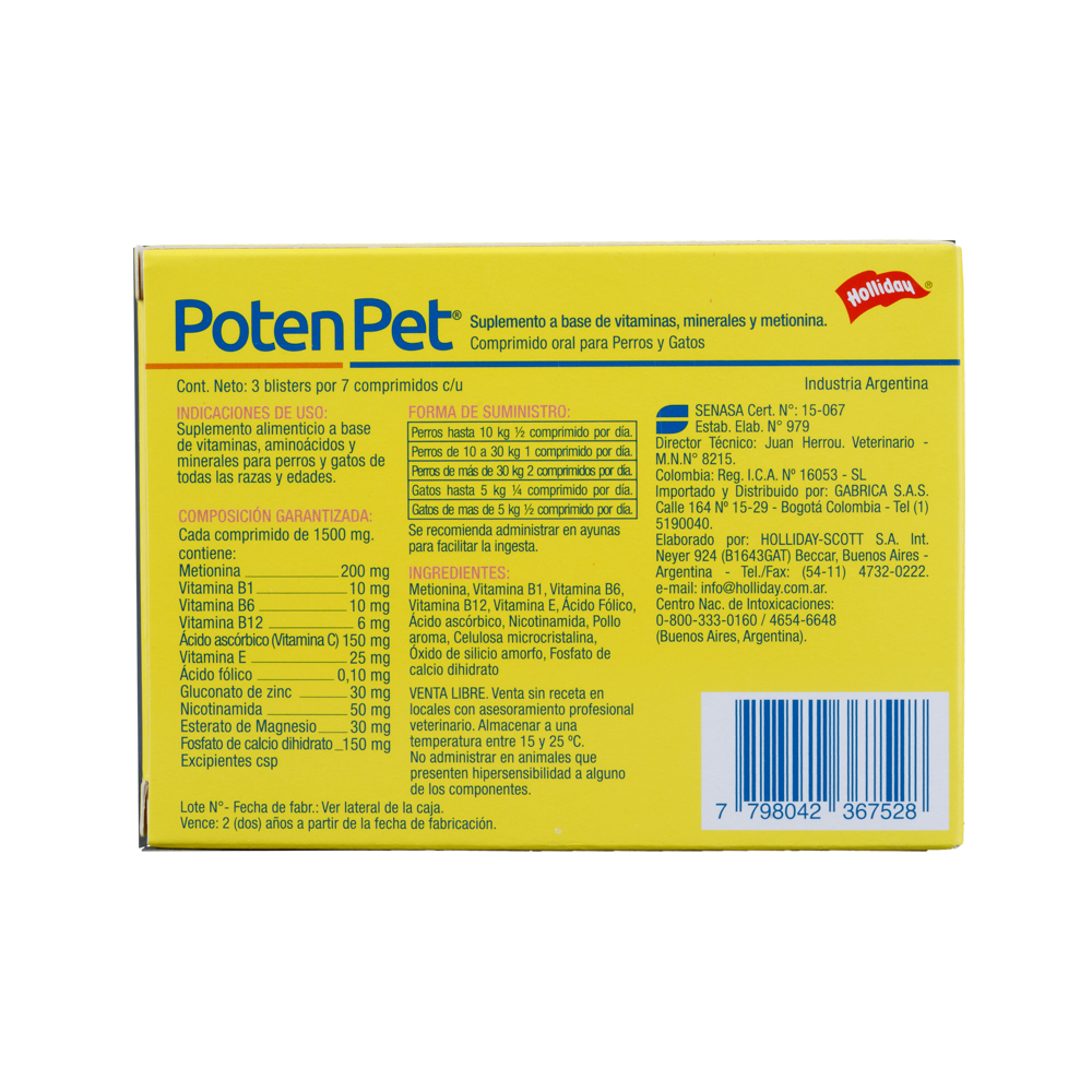 Biomodulador Poten Pet para Perros y Gatos 21 comprimidos