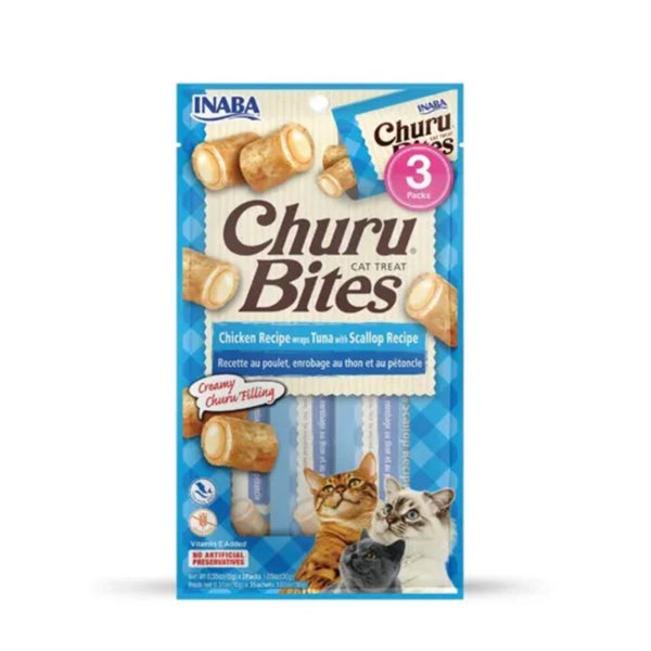 Churu Bites Snack gatos pollo y atun vieira 30gr