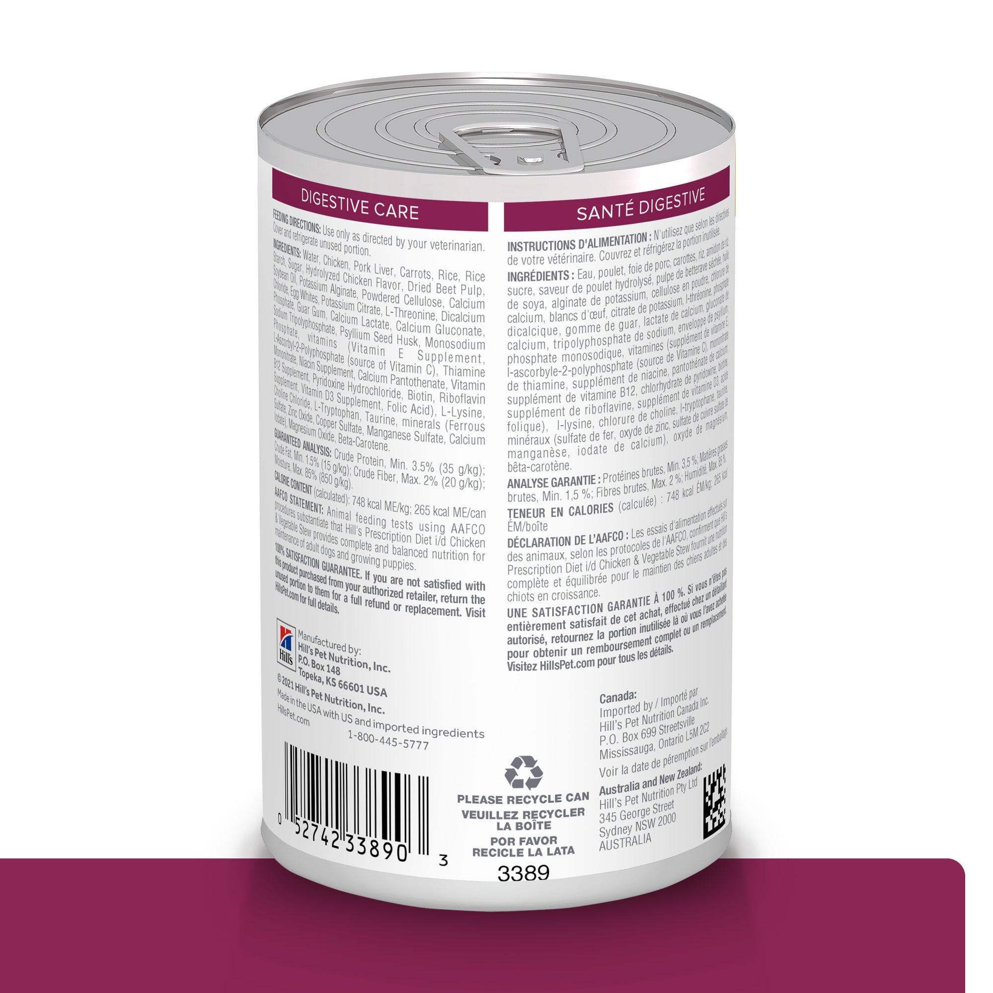 Comida Húmeda para perro Hills Prescription Digestive Care  i/d Estofado de Pollo y Vegetales  12,5 Onz