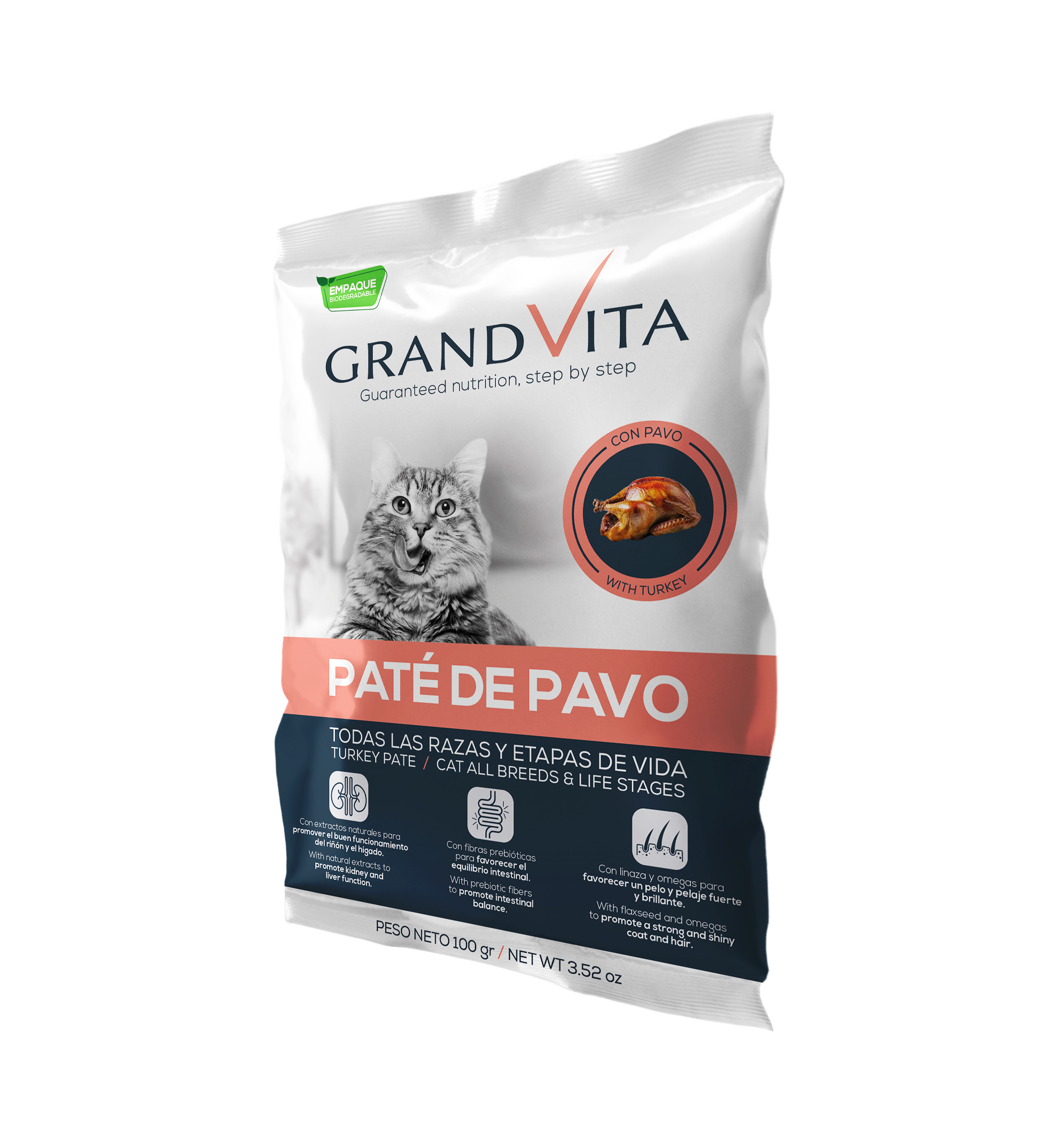 Comida Húmeda para gato Grand Vita paté Pavo 100 Gr