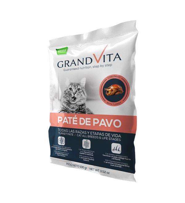 Comida Húmeda para gato Grand Vita paté Pavo 100 Gr