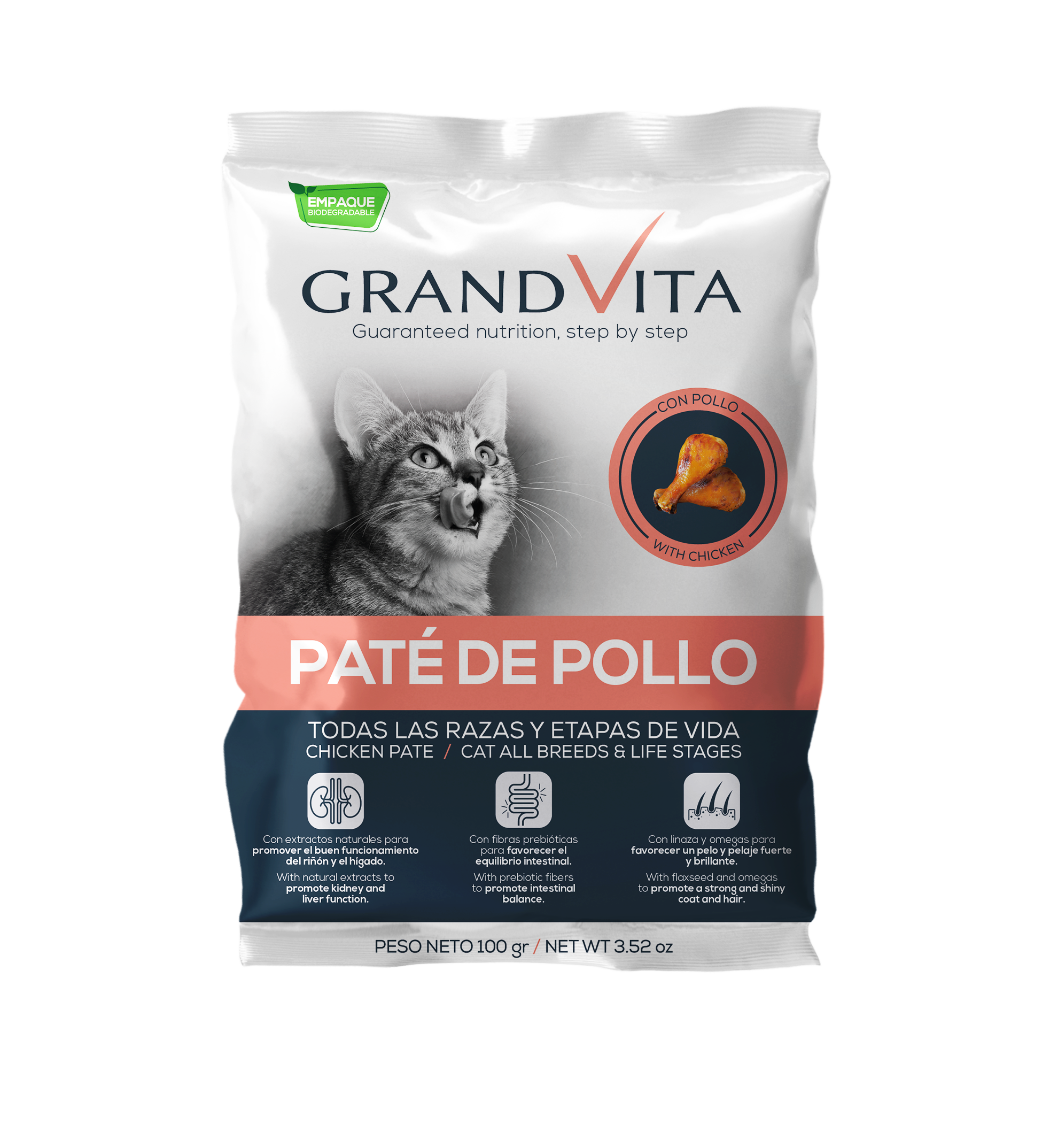 Comida Húmeda para gato Grand Vita paté Pollo 100 Gr