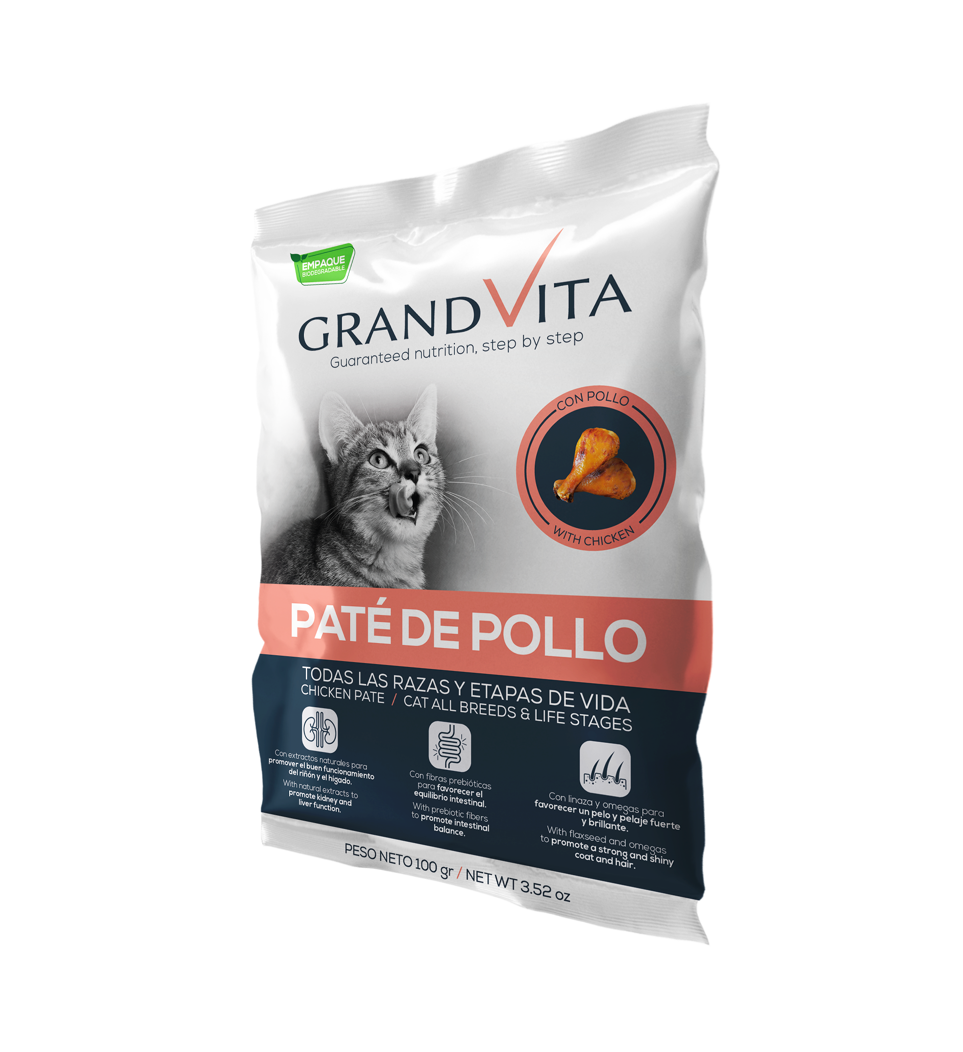 Comida Húmeda para gato Grand Vita paté Pollo 100 Gr
