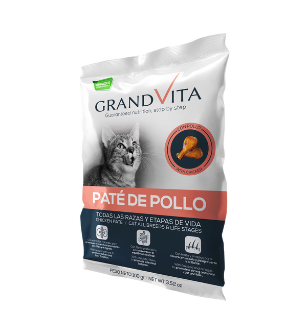 Comida Húmeda para gato Grand Vita paté Pollo 100 Gr