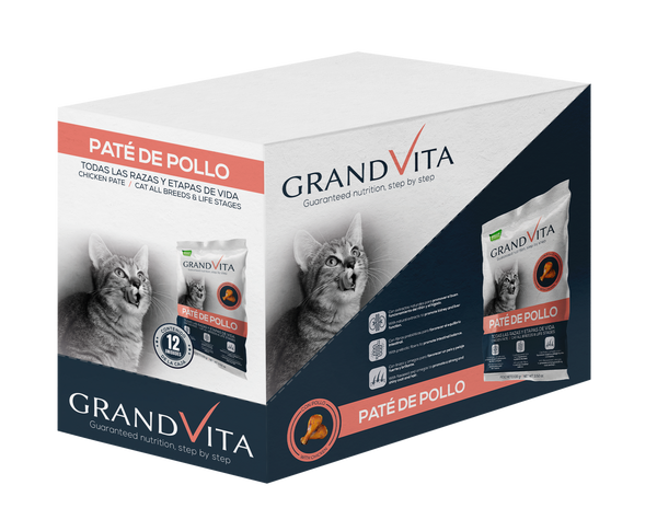 Comida Húmeda para gato Grand Vita paté Pollo 100 Gr Caja por 12 unidades