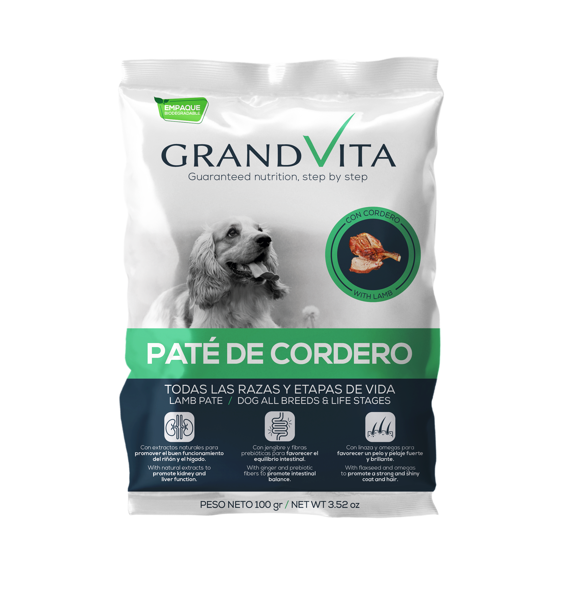Comida Húmeda para perro Grand Vita paté Cordero 100 Gr