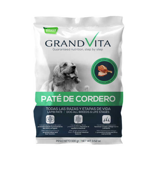 Comida Húmeda para perro Grand Vita paté Cordero 100 Gr