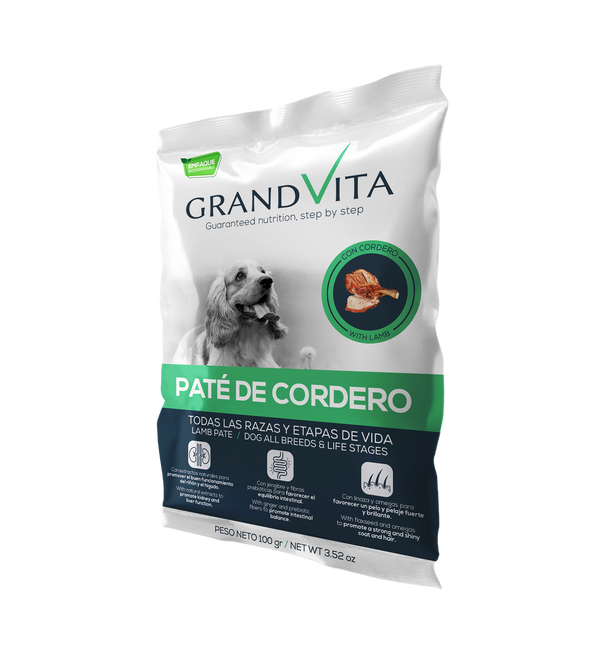 Comida Húmeda para perro Grand Vita paté Cordero 100 Gr