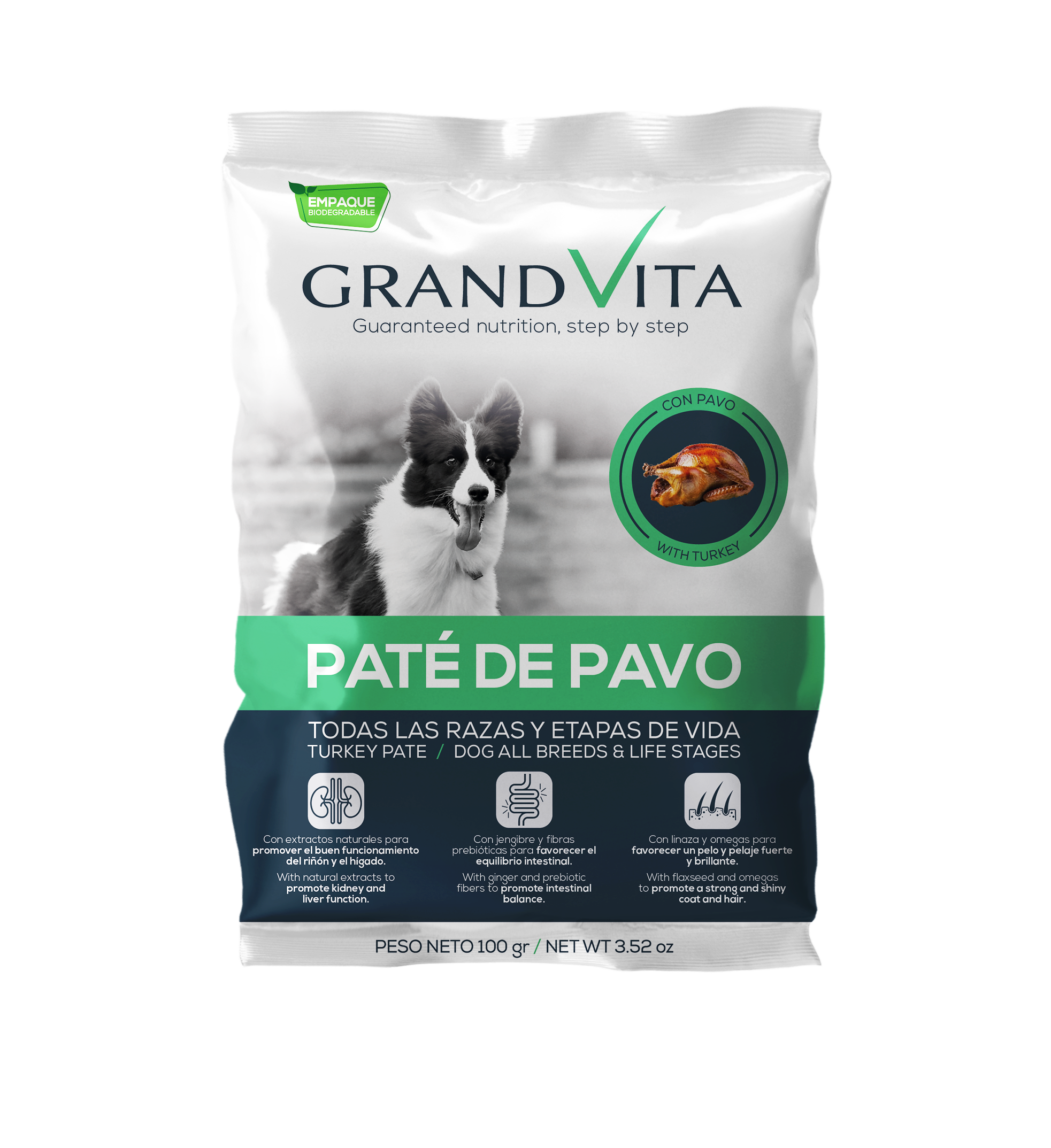 Comida Húmeda para perro Grand Vita paté Pavo 100 Gr