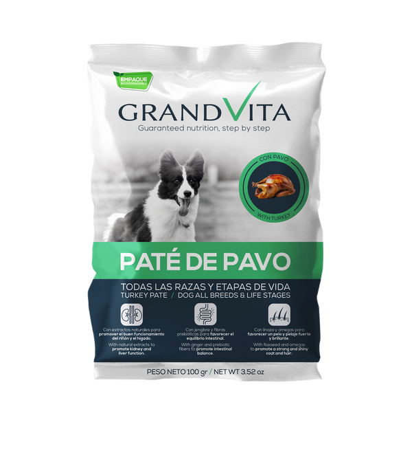 Comida Húmeda para perro Grand Vita paté Pavo 100 Gr