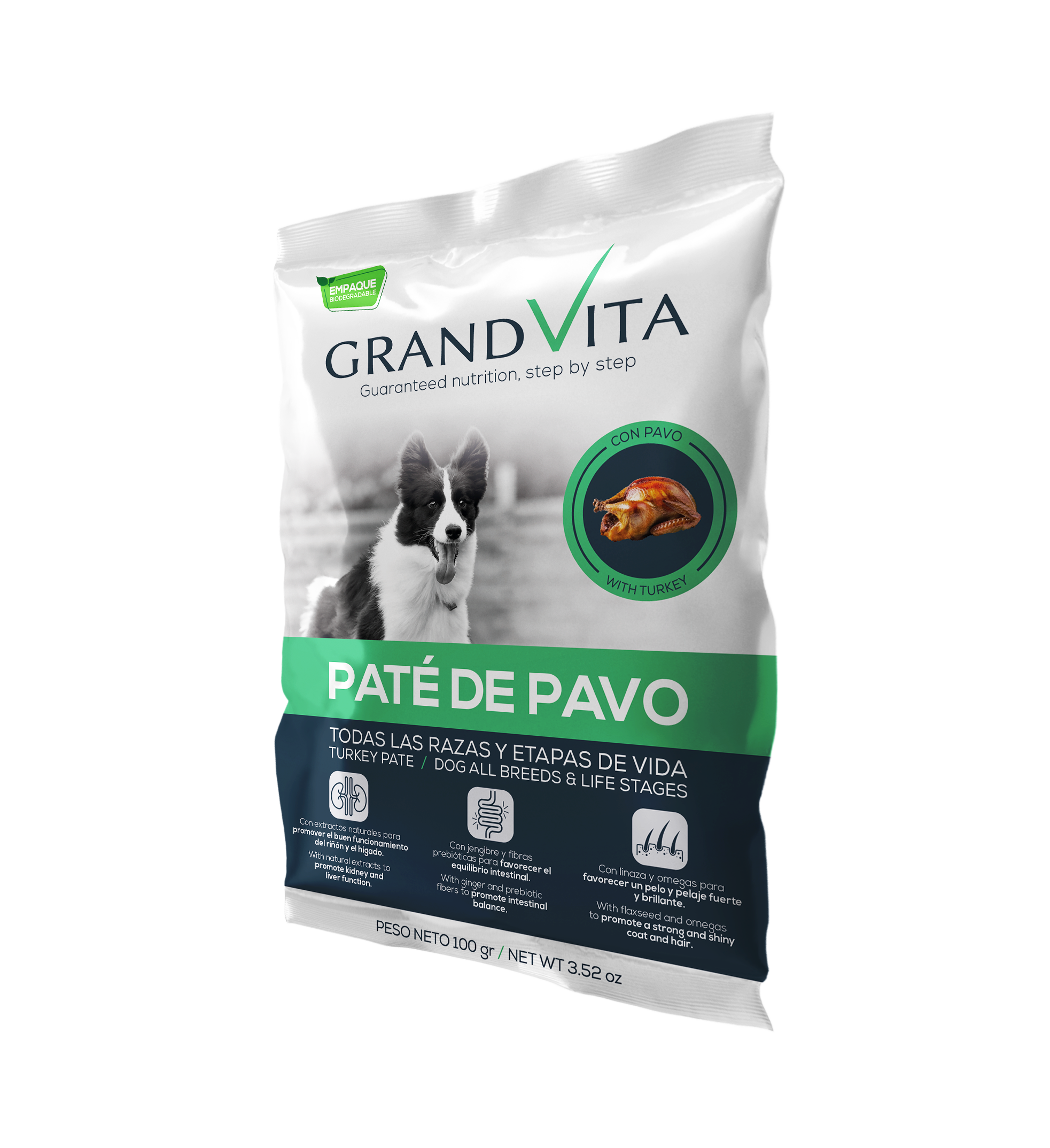 Comida Húmeda para perro Grand Vita paté Pavo 100 Gr