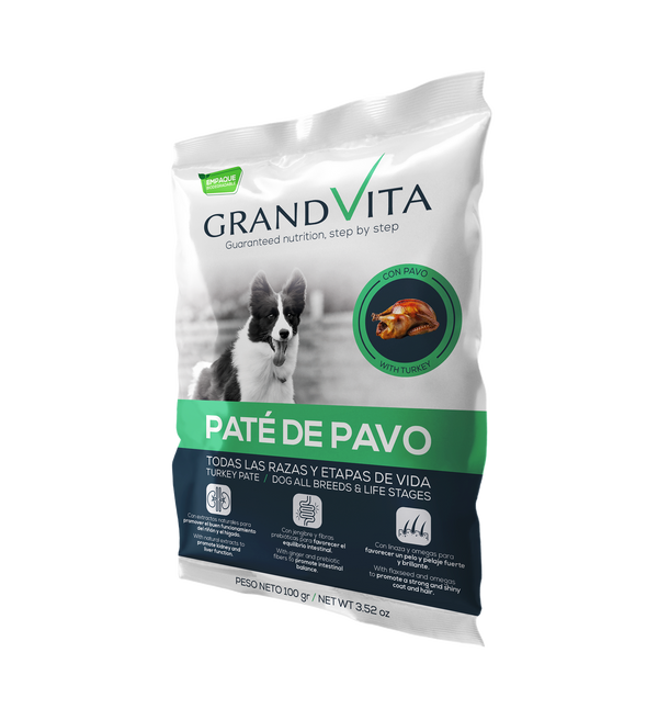 Comida Húmeda para perro Grand Vita paté Pavo 100 Gr
