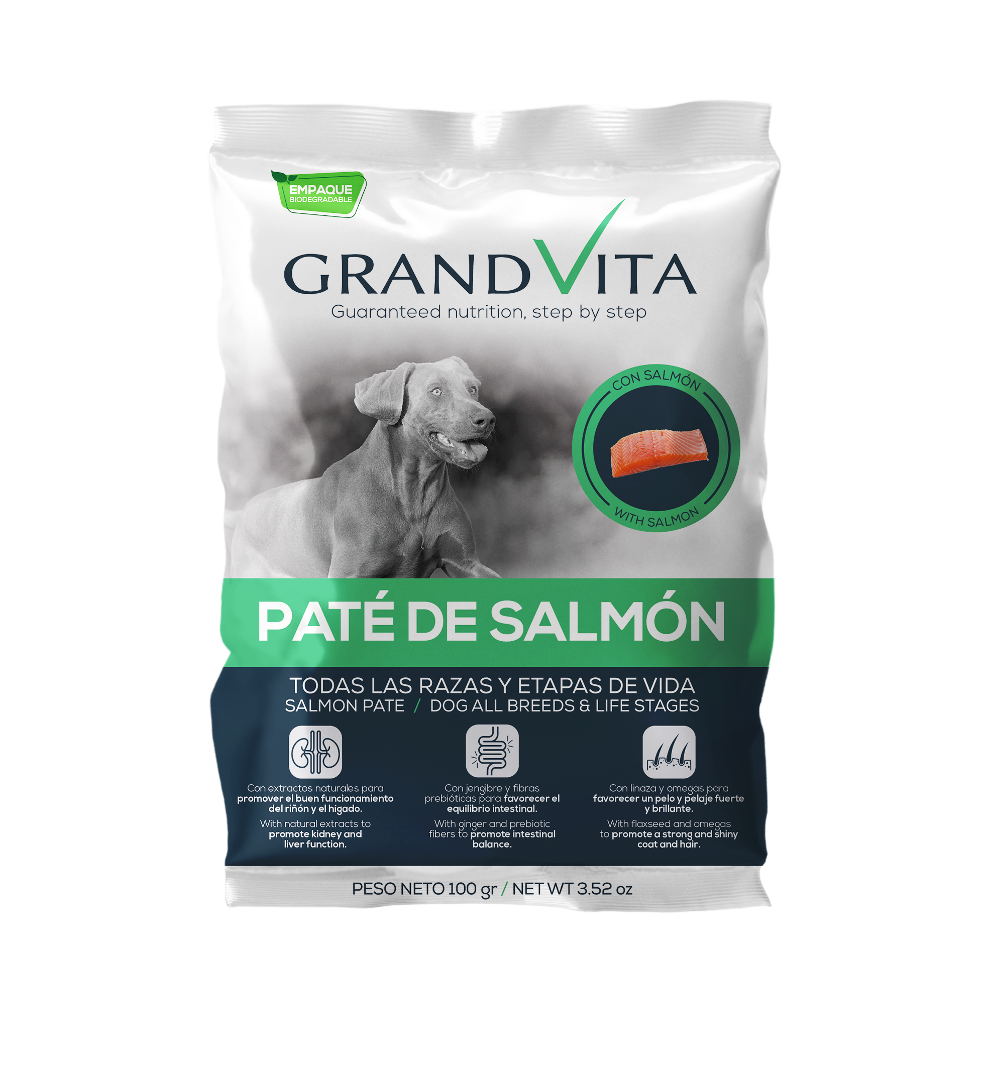 Comida Húmeda para perro Grand Vita paté Salmón 100 Gr