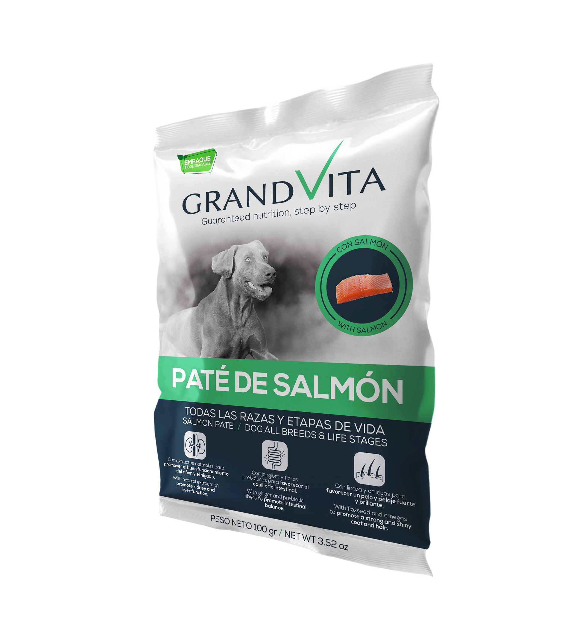 Comida Húmeda para perro Grand Vita paté Salmón 100 Gr