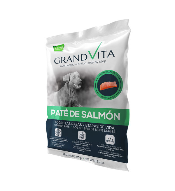 Comida Húmeda para perro Grand Vita paté Salmón 100 Gr