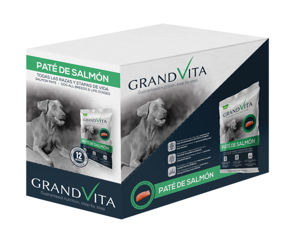 Comida Húmeda para perro Grand Vita paté Salmón 100 Gr Caja por 12 unidades