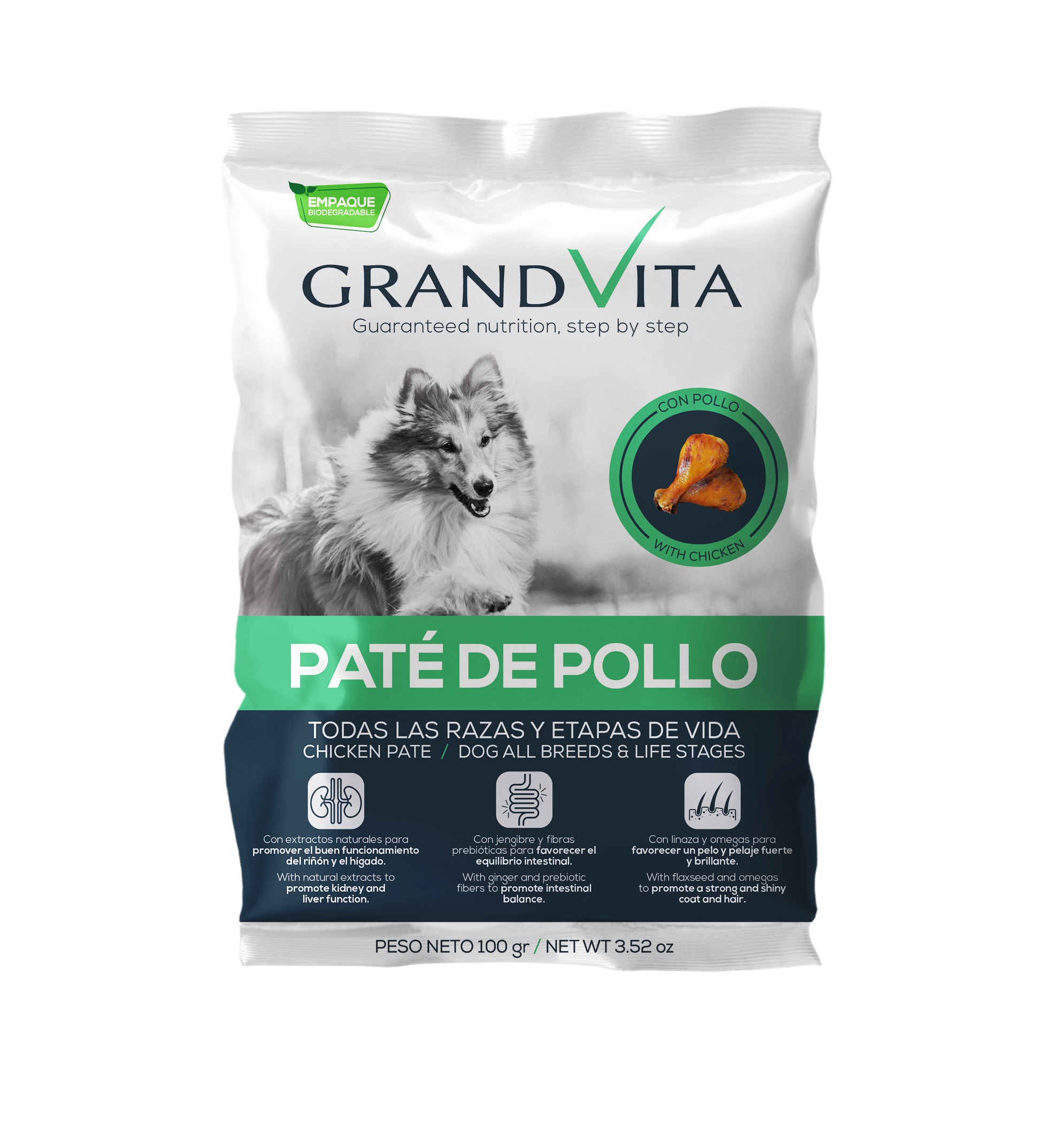 Comida Húmeda para perro Grand Vita paté pollo 100 Gr
