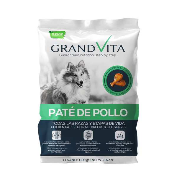 Comida Húmeda para perro Grand Vita paté pollo 100 Gr