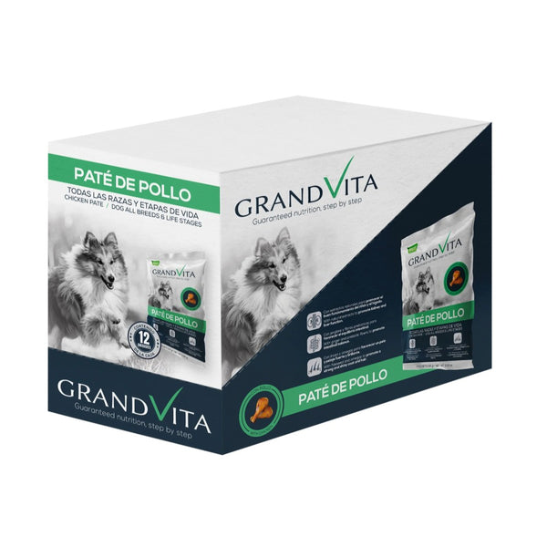 Comida Húmeda para perro Grand Vita paté pollo 100 Gr Caja por 12 unidades