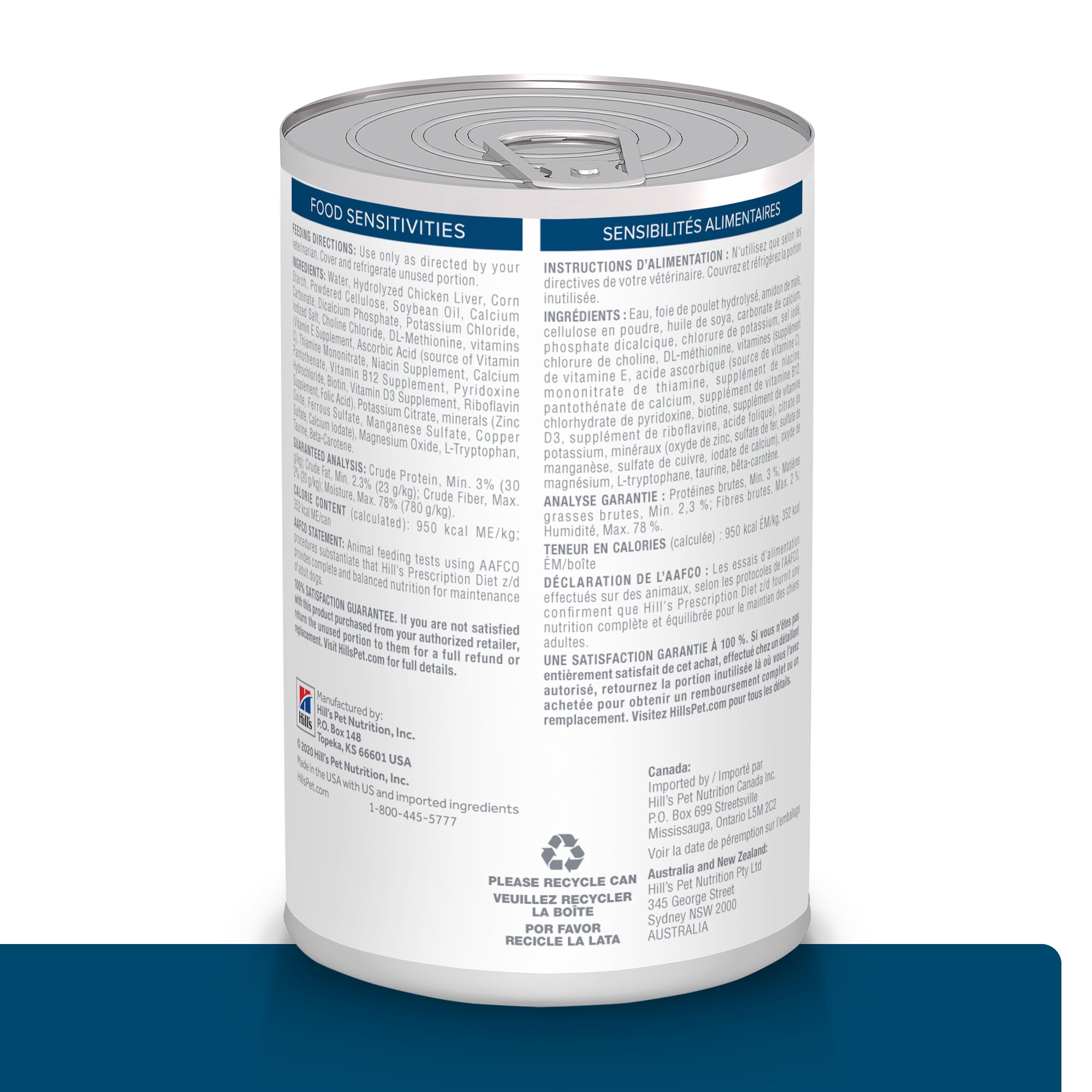 Comida Húmeda para perro Hills Prescription Sensibilidades alimentarias z/d 13 Onz