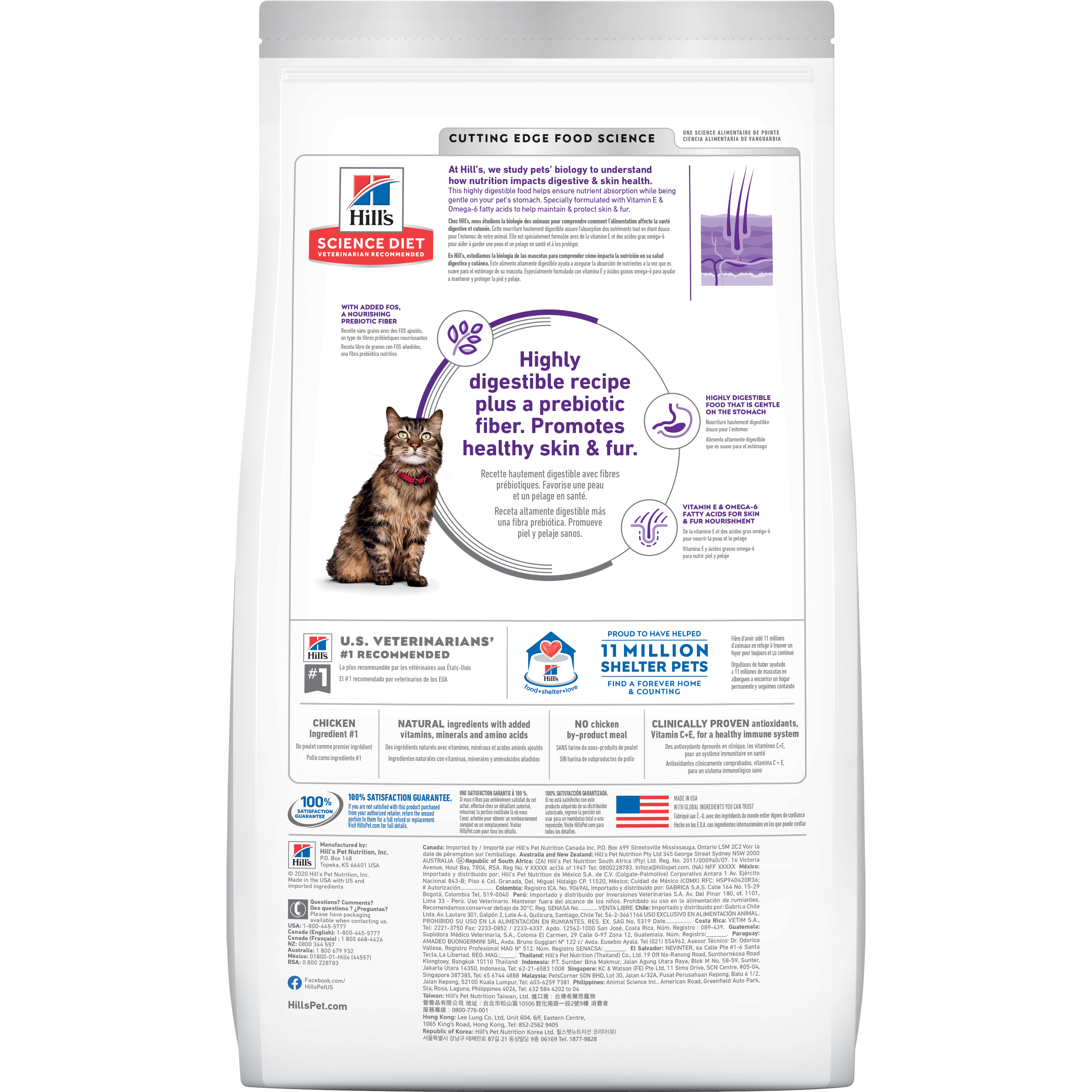 Comida para gato Hills Estomago y piel Sensible 3,5 Lbs