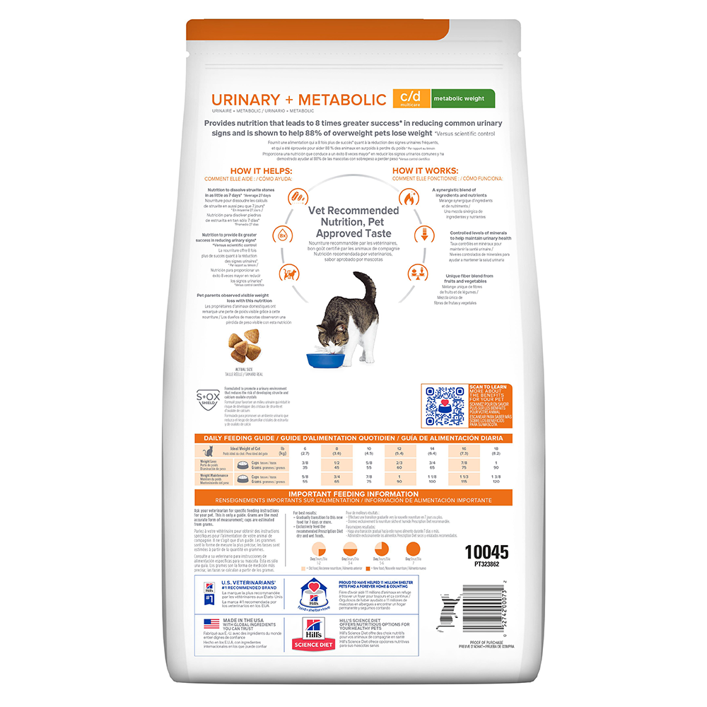 Comida para gato Hills Urinary+ Metabolic 6.35 Lbs