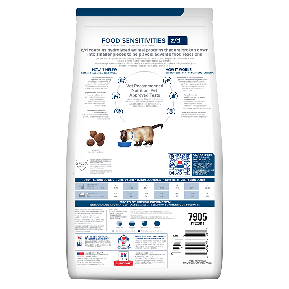 Comida para gato Hills Prescription Diet Sensibilidades alimentarias z/d - 4 Lbs